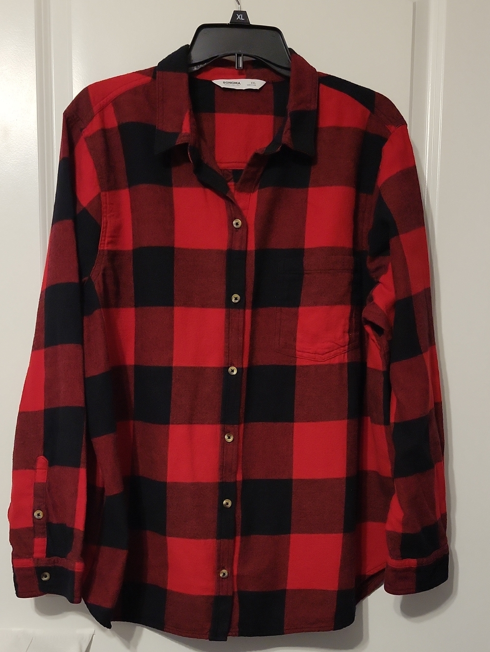 Sonoma Woman's XXL black/red Plaid L/S Buffalo Plaid Flannel. Like New.